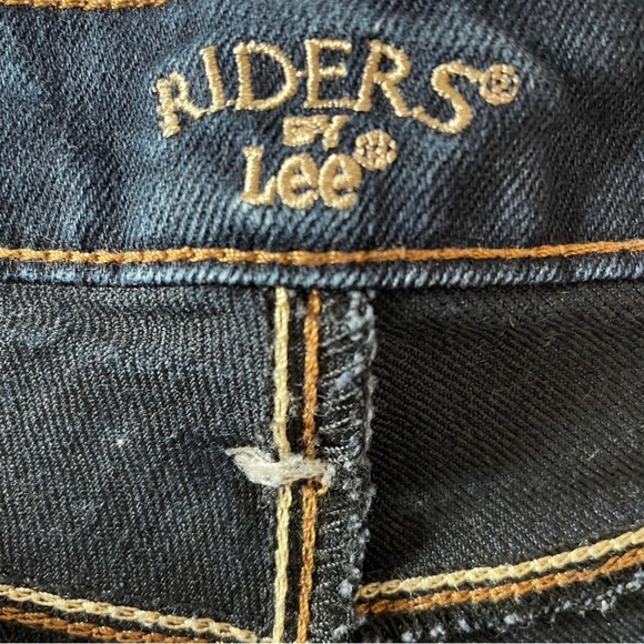 Riders By Lee Women’s Blue Denim Distressed Mid Rise Bootcut Jeans Size 13/14L - Picture 6 of 10
